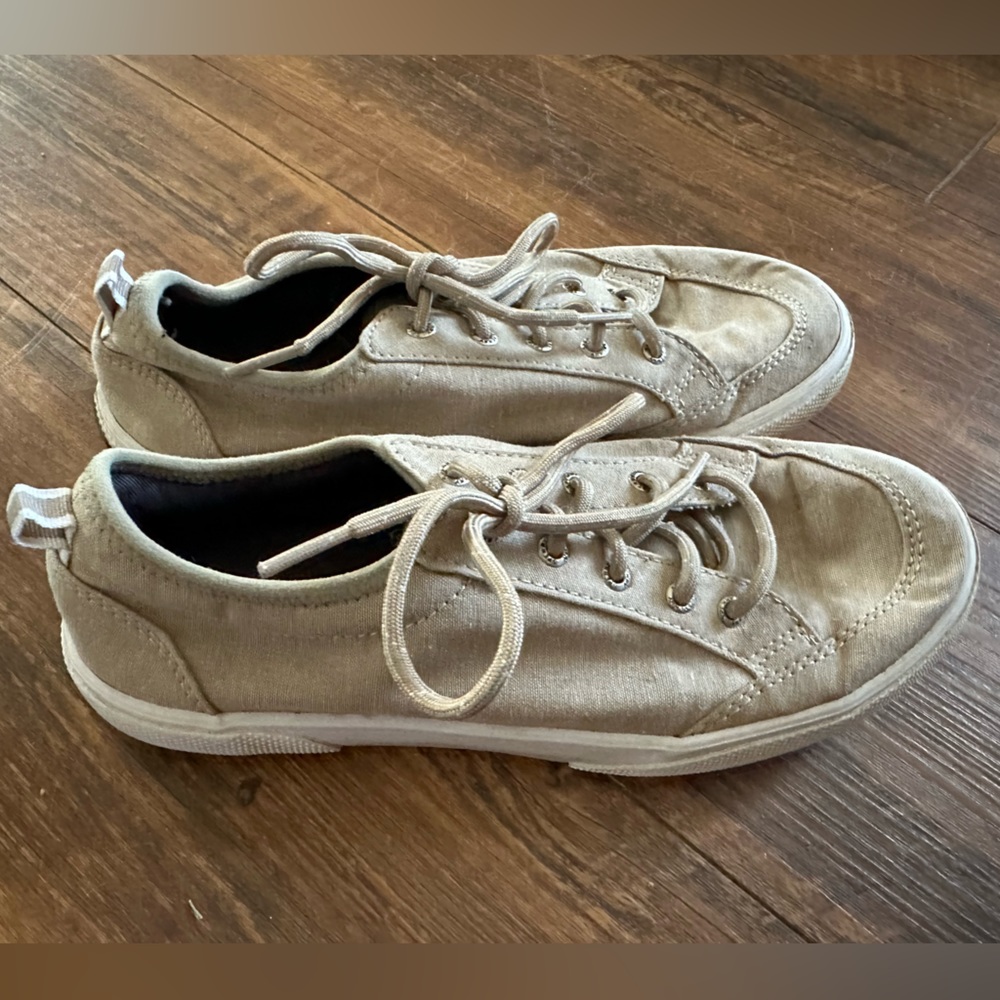 Sperry Tan Dress Up Tennis Shoes Sneakers, Size 4 Youth